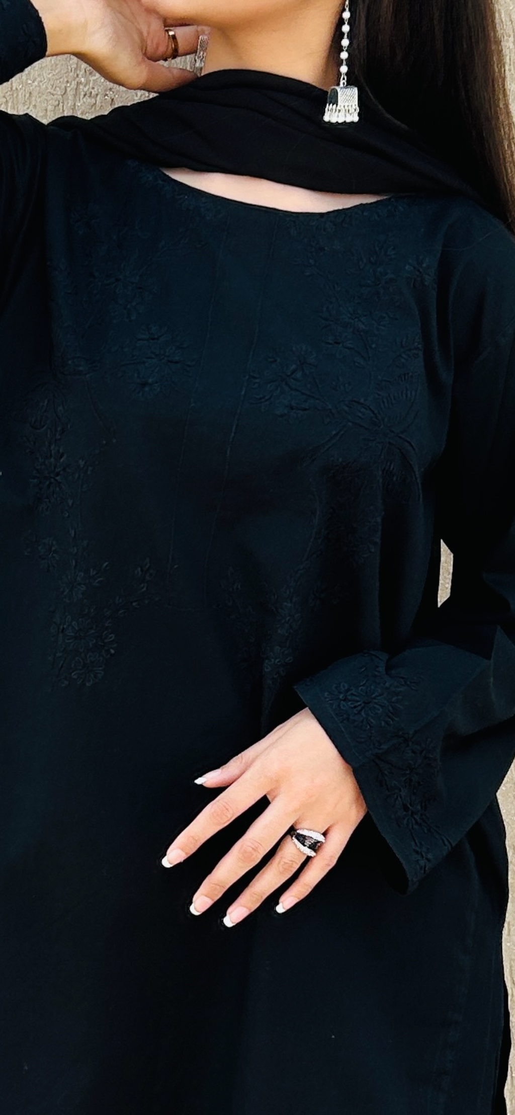 SELF EMBROIDERED BLACK SUIT